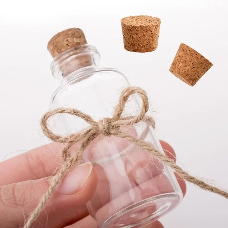 50/10PCS Small Glass Bottles with Cork Stoppers Mini Glass Vials Cork Transparent Wishing Bottles Storage Candy Jars DIY Decor