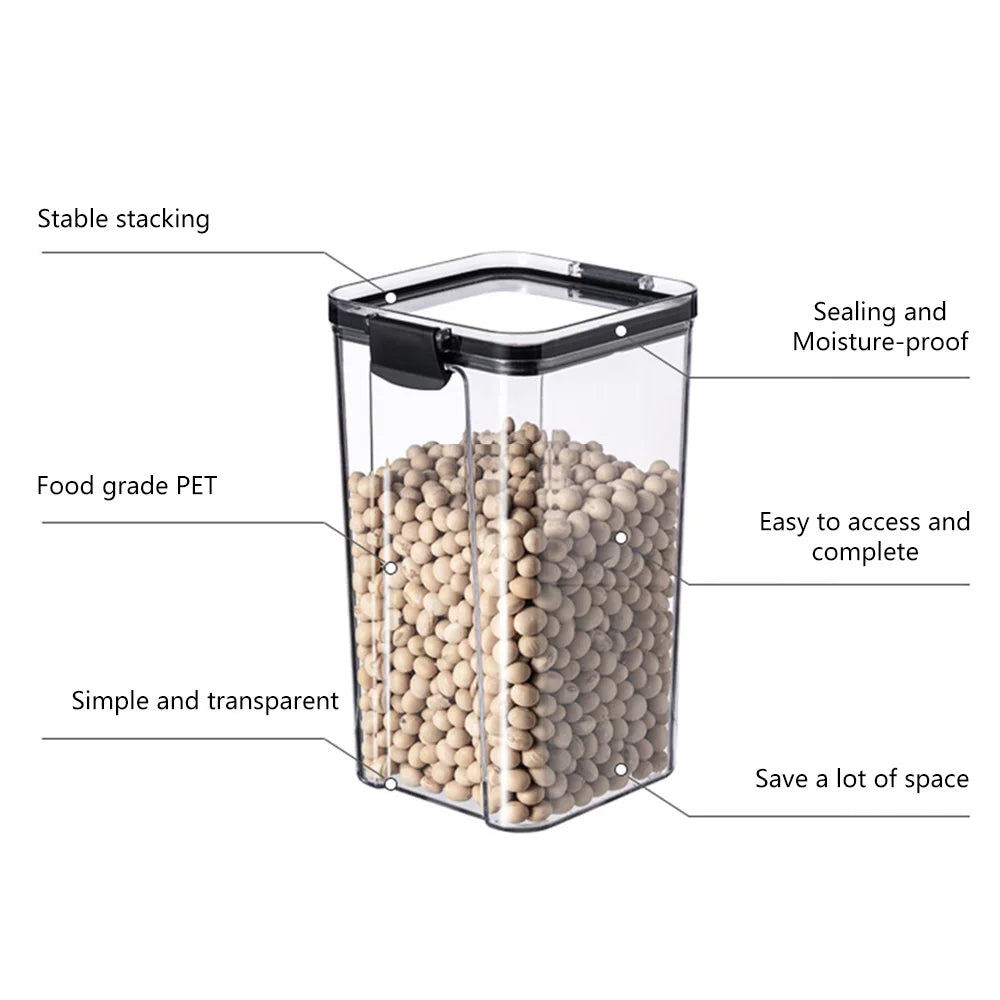 460-1800ml Sets Stackable Kitchen Sealed Jar Plastic Food Storage Box Multigrain Tank Bottle Dried Fruit Tea Storage Containers