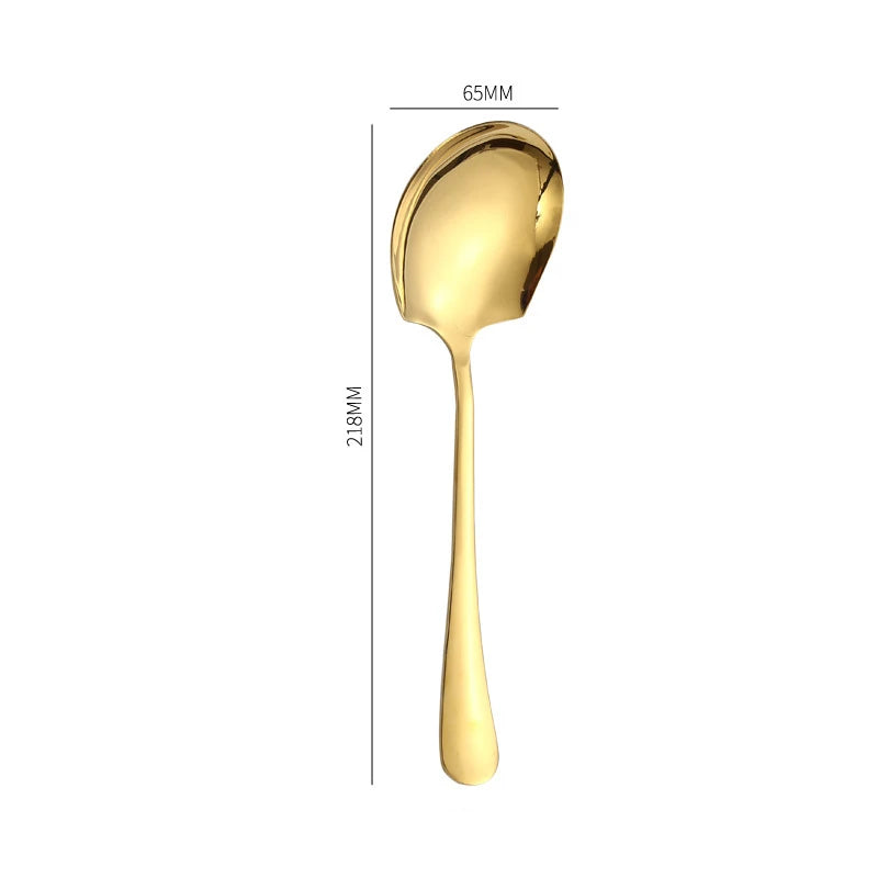 Golden Stainless Steel Food Service Spoon Large Rice Shovel Tableware Long Handle Square Spatula Kitchen Gadgets for Home - 369 view
