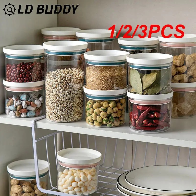 1/2/3PCS Food Container Storage Jars Transparent Food Canister For Mason Candy Spices Cookie Jar Sealed Ring Bottles Kitchen