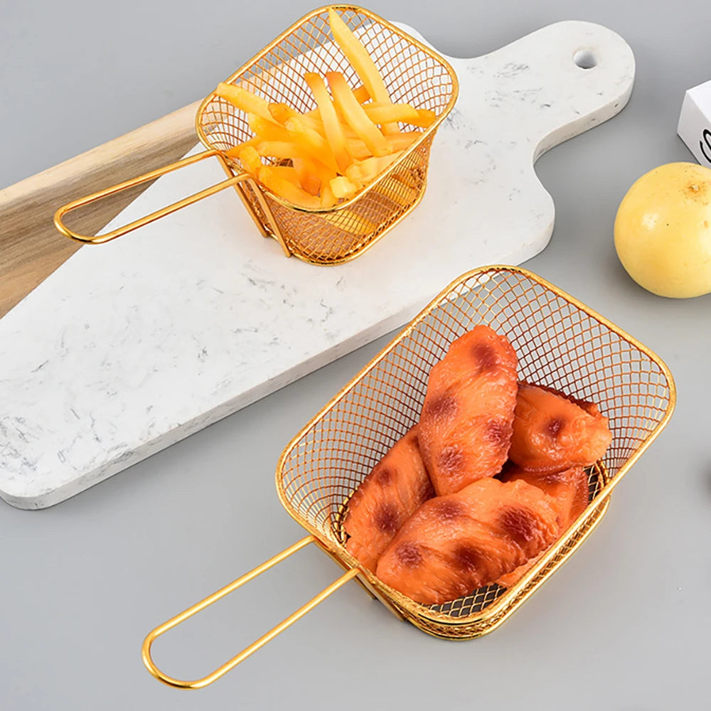 1PC Stainless Steel Frying Basket Multifunctional Mini French Fries Frying Basket Creative Square Oil Separated Frying Basket - 369 view