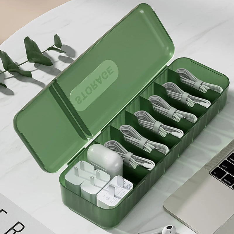 Caja Organizadora de Cables con 7 Compartimentos – Gestión de Cables para Hogar y Viaje