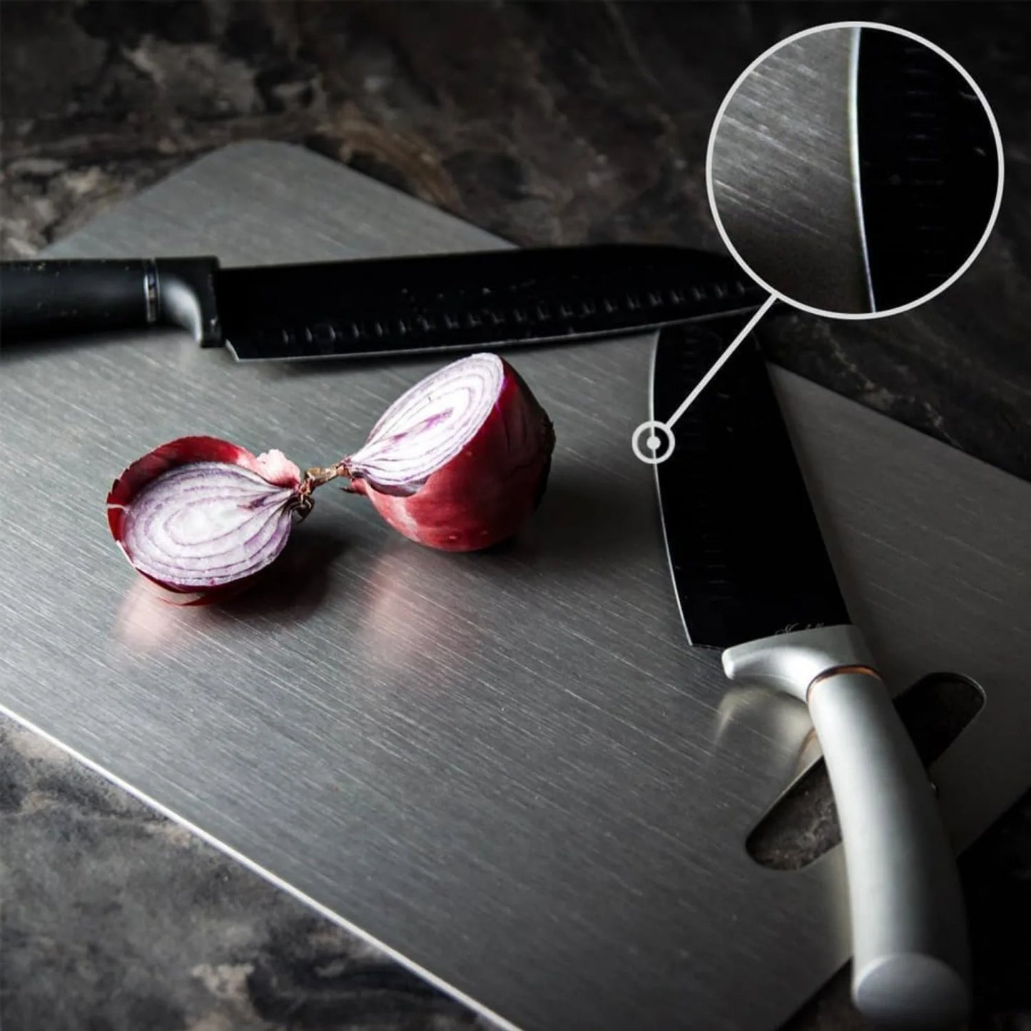 Kitchen grade titanium cutting board, hygienic and durable, double-sided titanium cutting pad (14x10 inches)