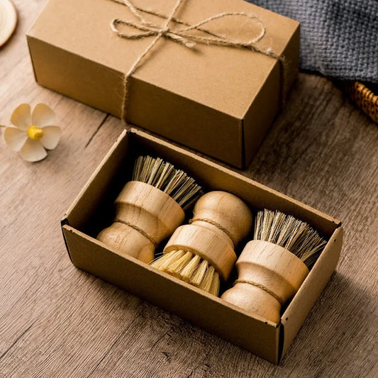 Natural dish cleaning brush wooden handle with Natural Sisal Coconut Kitchen cleaning Exquisite packing Special for gifts - 369 view