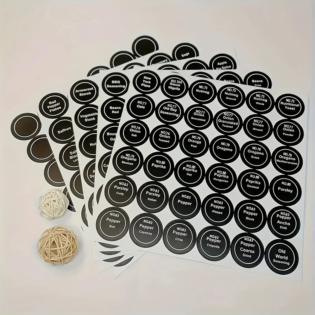 180pcs Printed Round Spice Stickers Seasoning Bottle Jar Labels Storage Kitchen Waterproof Stickers Spice Tags BBQ Label