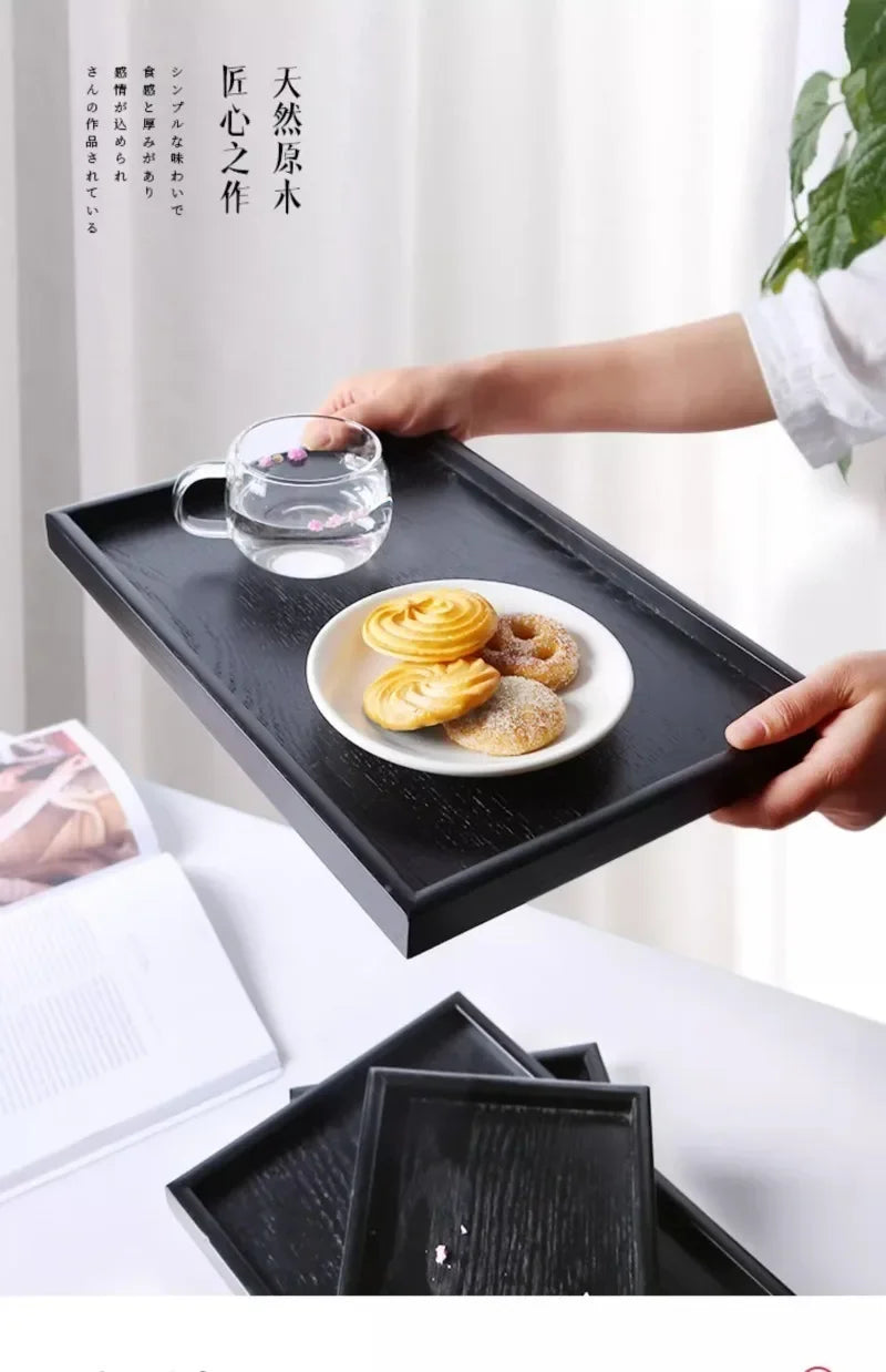 Bandeja Japonesa de Madera Negra – Elegancia y Funcionalidad