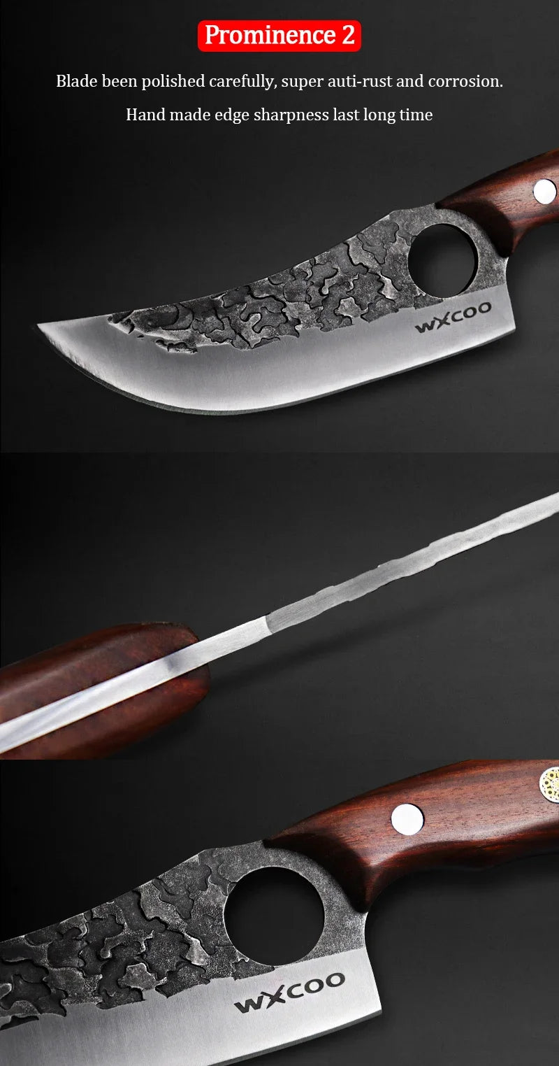 Cuchillo de Carnicero Forjado – Mango de Madera, Ideal para Cortar y Deshuesar Carne - 369 view