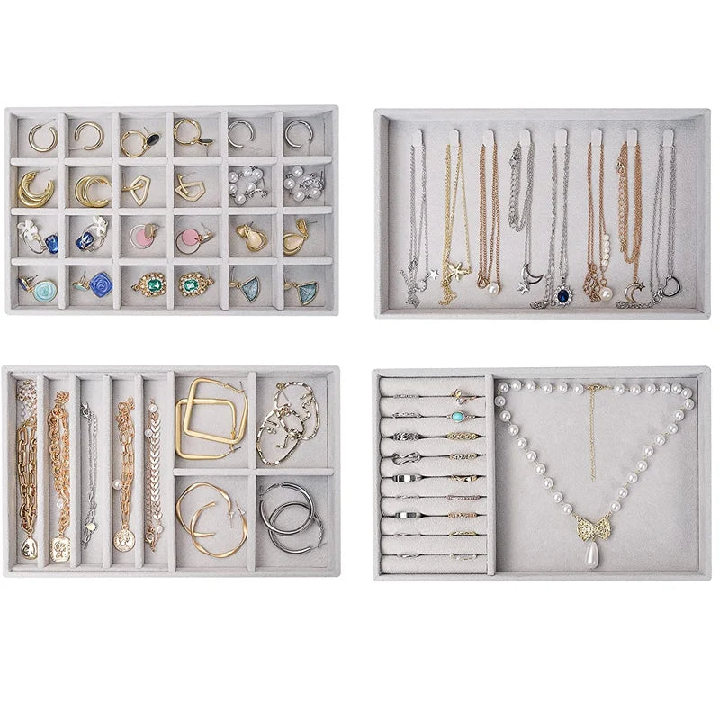 Bandeja de Terciopelo para Joyería – Organizador Apilable y Portátil