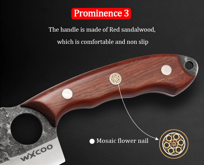 Cuchillo de Carnicero Forjado – Mango de Madera, Ideal para Cortar y Deshuesar Carne - 369 view