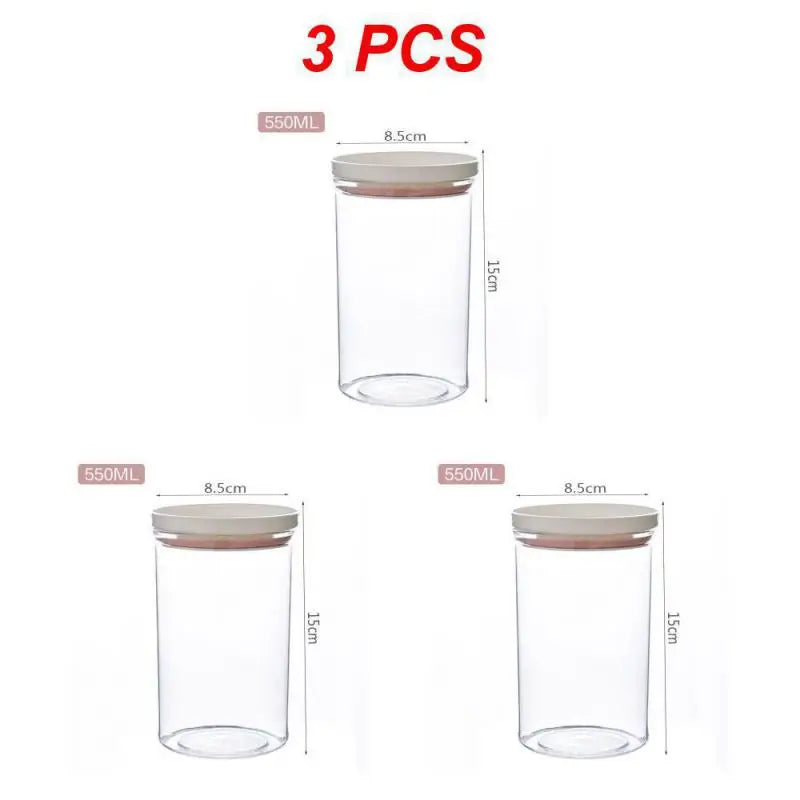 1/2/3PCS Food Container Storage Jars Transparent Food Canister For Mason Candy Spices Cookie Jar Sealed Ring Bottles Kitchen