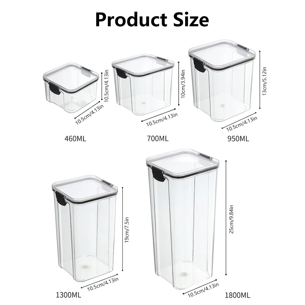 460-1800ml Sets Stackable Kitchen Sealed Jar Plastic Food Storage Box Multigrain Tank Bottle Dried Fruit Tea Storage Containers