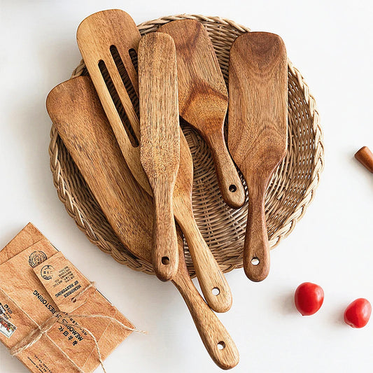 Espátula de Madera de Teca con Mango Largo – Utensilio Antiadherente para Cocina - 369 view