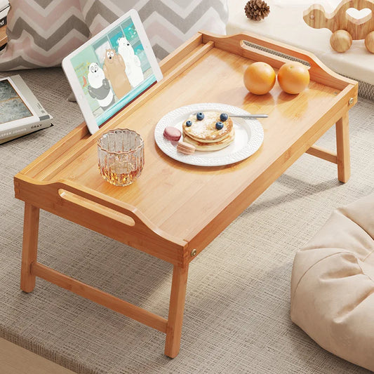 Bandeja de madera de bambú para el hogar, escritorio portátil plegable para ordenador portátil, mesa para servir té y comida, patas plegables, escritorio para ordenador portátil en la cama - 369 view