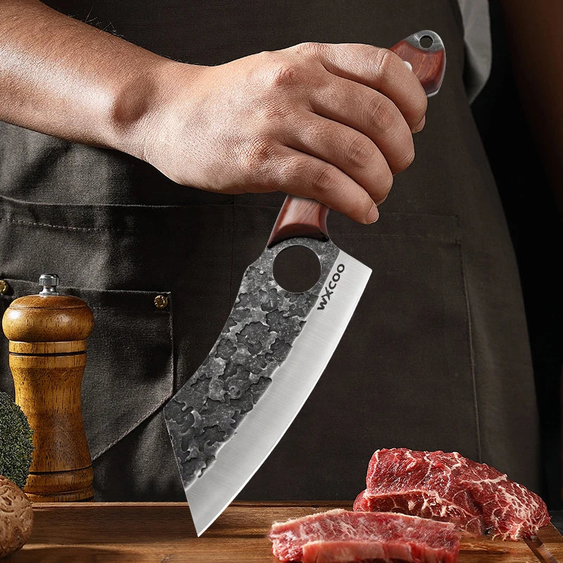 Cuchillo de Carnicero Forjado – Mango de Madera, Ideal para Cortar y Deshuesar Carne - 369 view