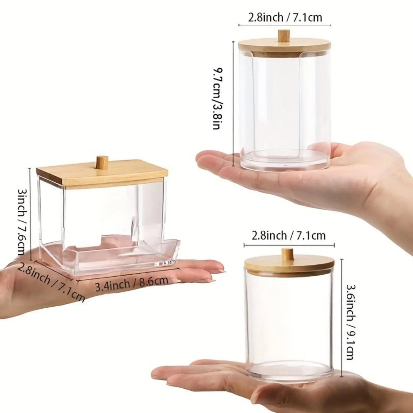 Set de 3 Dispensadores de Hisopos de Algodón con Tapa – Organizador Multifuncional