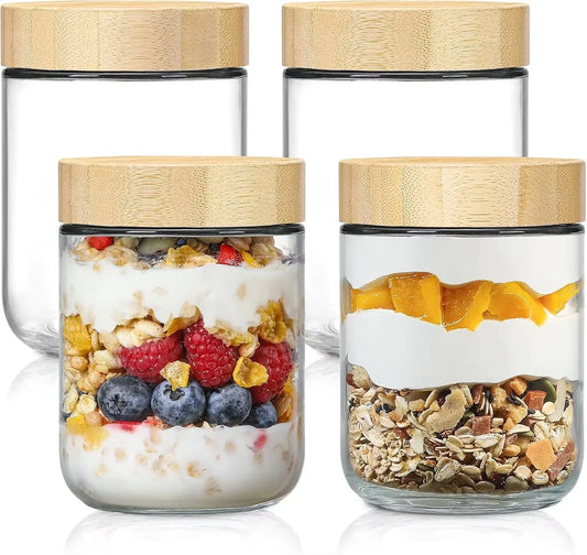 Tarros de Vidrio con Tapa Hermética de Bambú – Almacenamiento Multiusos