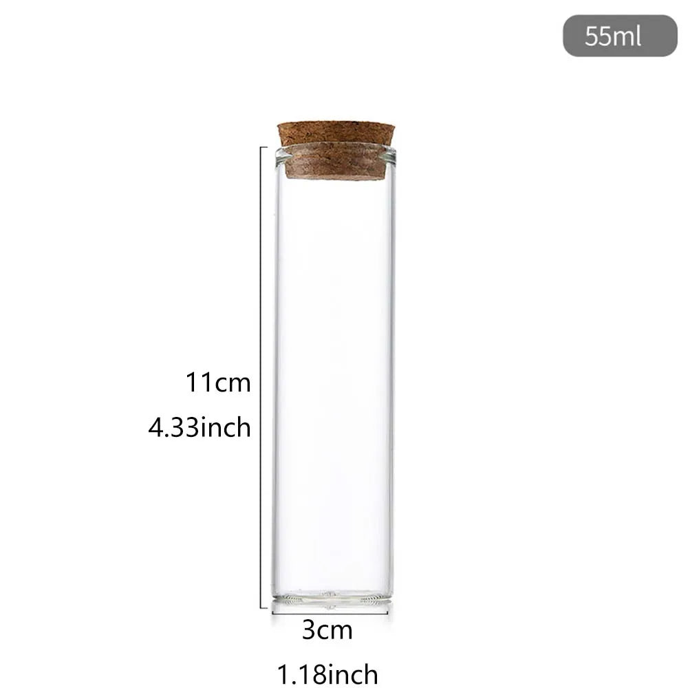 10ml/15ml/20ml/30ml/40ml/50ml/55ml/60ml/80ml/100ml  Cork Stopper Dragees Jars BottlesSmall Glass Test Tube with Cork 20 pieces - 369 view