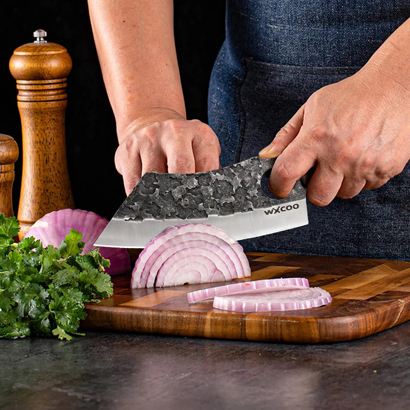 Cuchillo de Carnicero Forjado – Mango de Madera, Ideal para Cortar y Deshuesar Carne - 369 view