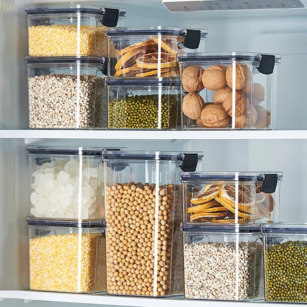 460-1800ml Sets Stackable Kitchen Sealed Jar Plastic Food Storage Box Multigrain Tank Bottle Dried Fruit Tea Storage Containers