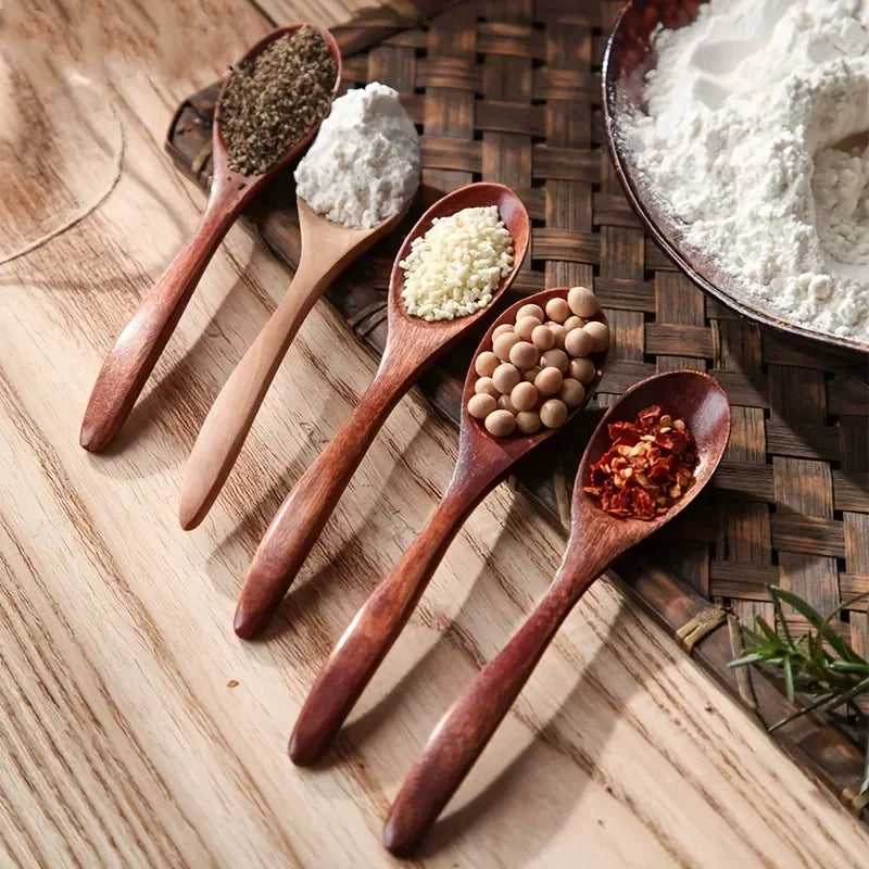 6PCS Wooden Tea Spoon Long Coffee Spoons Small Teaspoon Set Wood Honey Dessert Spoon Coffee Drink Stirrer Teaspoons Tableware - 369 view