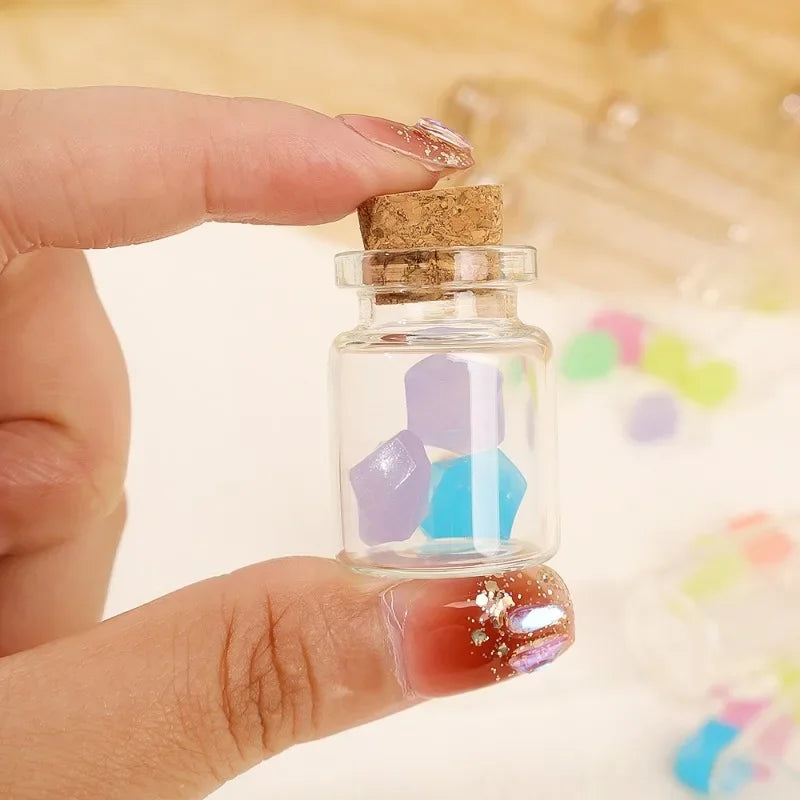 50/10PCS Small Glass Bottles with Cork Stoppers Mini Glass Vials Cork Transparent Wishing Bottles Storage Candy Jars DIY Decor
