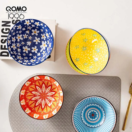 Juego de 4 Tazones de Cerámica Multicolor – 6.25”