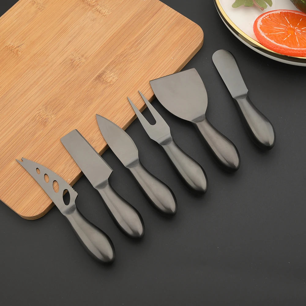 6Pcs Matte Gold Mini Knife Fork Chisel For Butter Cheese Slicer Cutter Stainless Steel Cutlery Tool Kitchen Gadget