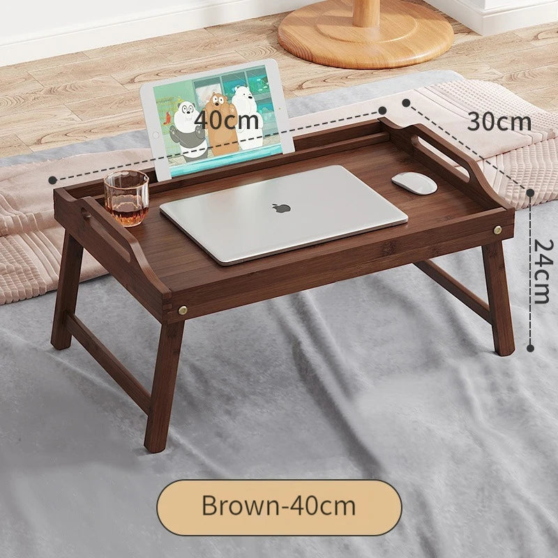 Bandeja de madera de bambú para el hogar, escritorio portátil plegable para ordenador portátil, mesa para servir té y comida, patas plegables, escritorio para ordenador portátil en la cama