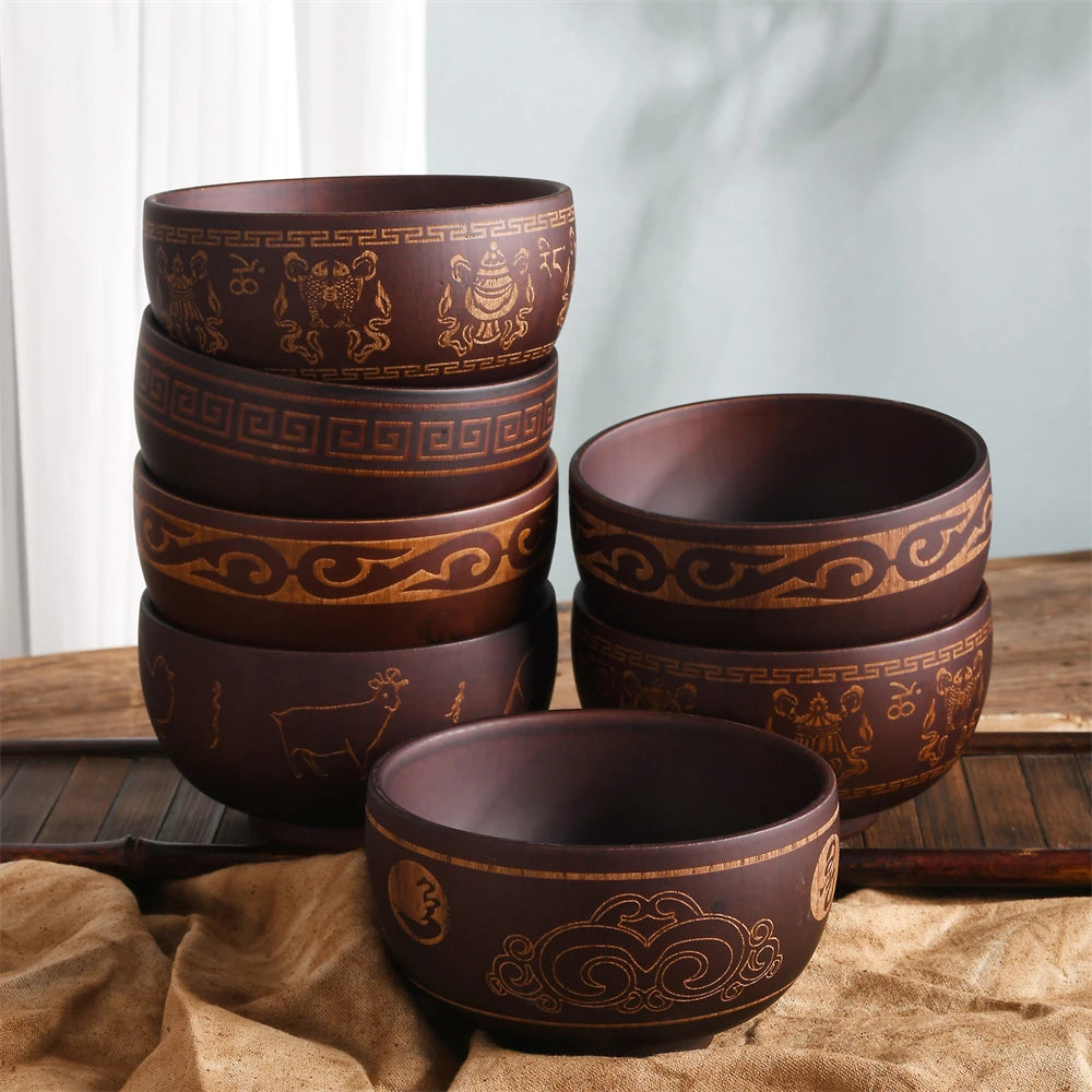 Wooden Bowl Japanese Style Wood Rice Soup Bowl Salad Bowl Food Container Large Small Bowl for Kids Tableware Wooden Utensils - 369 view