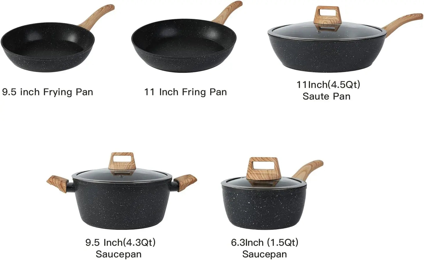 cs Pots And Pans Set Non Stick Cookware Set Nonstick With Cooking Set (Black, 16Pieces)