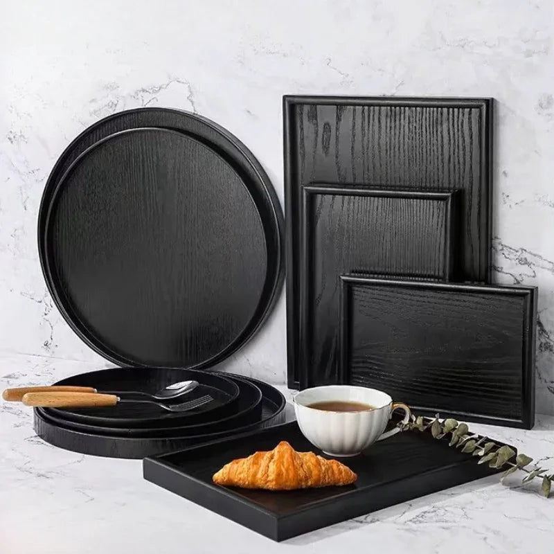 Bandeja Japonesa de Madera Negra – Elegancia y Funcionalidad