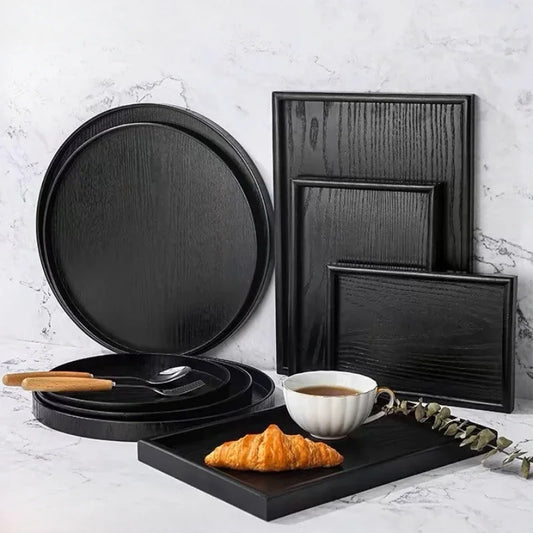 Bandeja Japonesa de Madera Negra – Elegancia y Funcionalidad