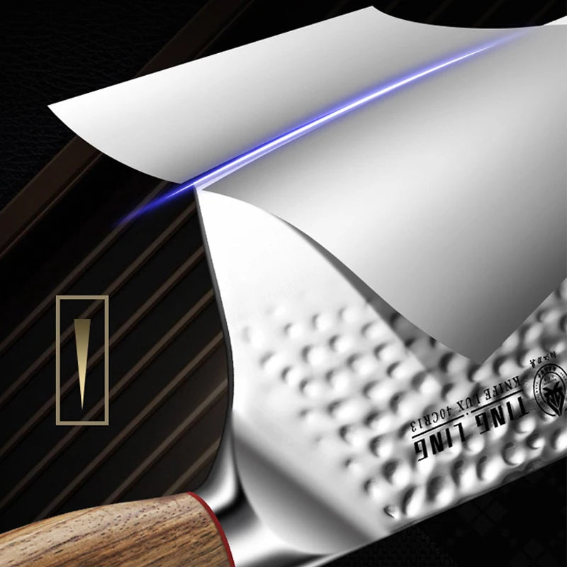 Cuchillo de Cocina Forjado – Acero Inoxidable, Rebanador Profesional con Diseño Martillado - 369 view