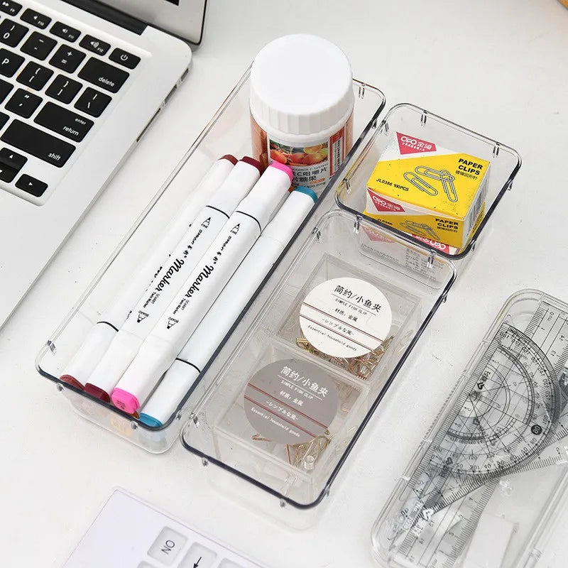 Set de 7/14 Organizadores de Cajón – Bandejas y Divisores Transparentes para Maquillaje y Cocina