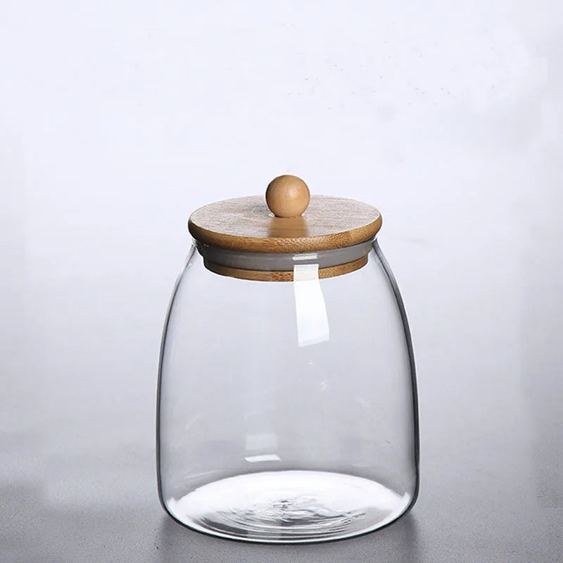 Tarro de Vidrio con Tapa de Madera – Contenedor Hermético de Gran Capacidad