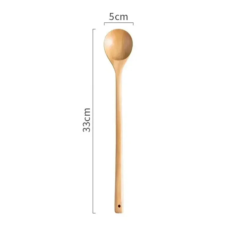 Long Wooden Stirring Spoon Natural Wood Soup Tableware Cooking Honey Coffee Spoon Mixing Spoon Wood Utensils VIE LENTE - 369 view