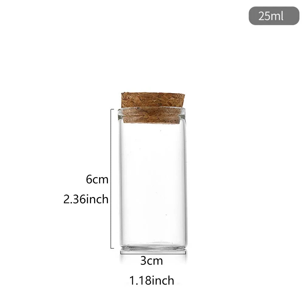 10ml/15ml/20ml/30ml/40ml/50ml/55ml/60ml/80ml/100ml  Cork Stopper Dragees Jars BottlesSmall Glass Test Tube with Cork 20 pieces - 369 view