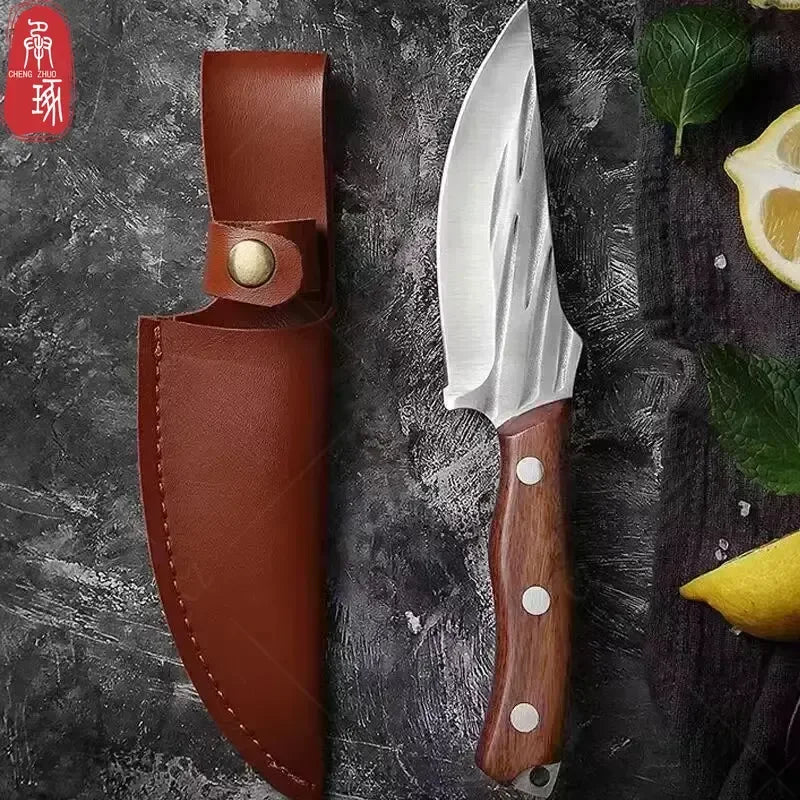 Cuchillo de Carnicero Forjado – Acero Inoxidable, Mango de Madera, Full Tang - 369 view