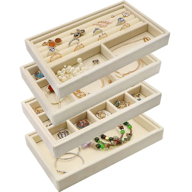 Bandeja de Terciopelo para Joyería – Organizador Apilable y Portátil