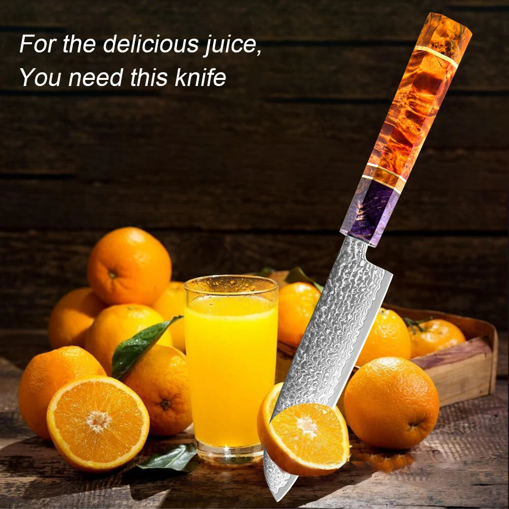 XITUO 5"inch Santoku Knife Damash Leather Stainless Steel Sharp Paring Knife Kitchen Peeling Chef Professional Utility Multi New
