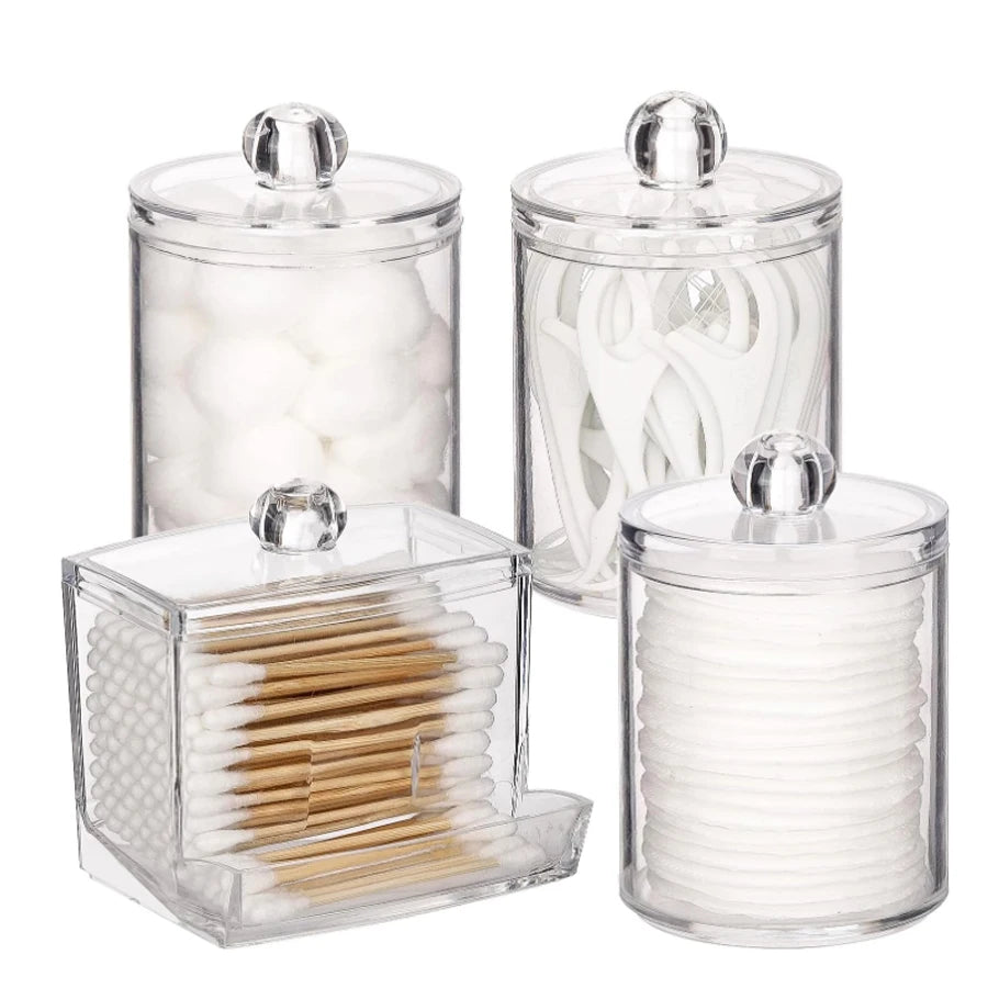 Acrylic swab Holders With Lid, Dust-proof Storage Jars for Swab, Jewelry, Powder Puffs, Beauty Eggs, Household Storage Box - 369 view