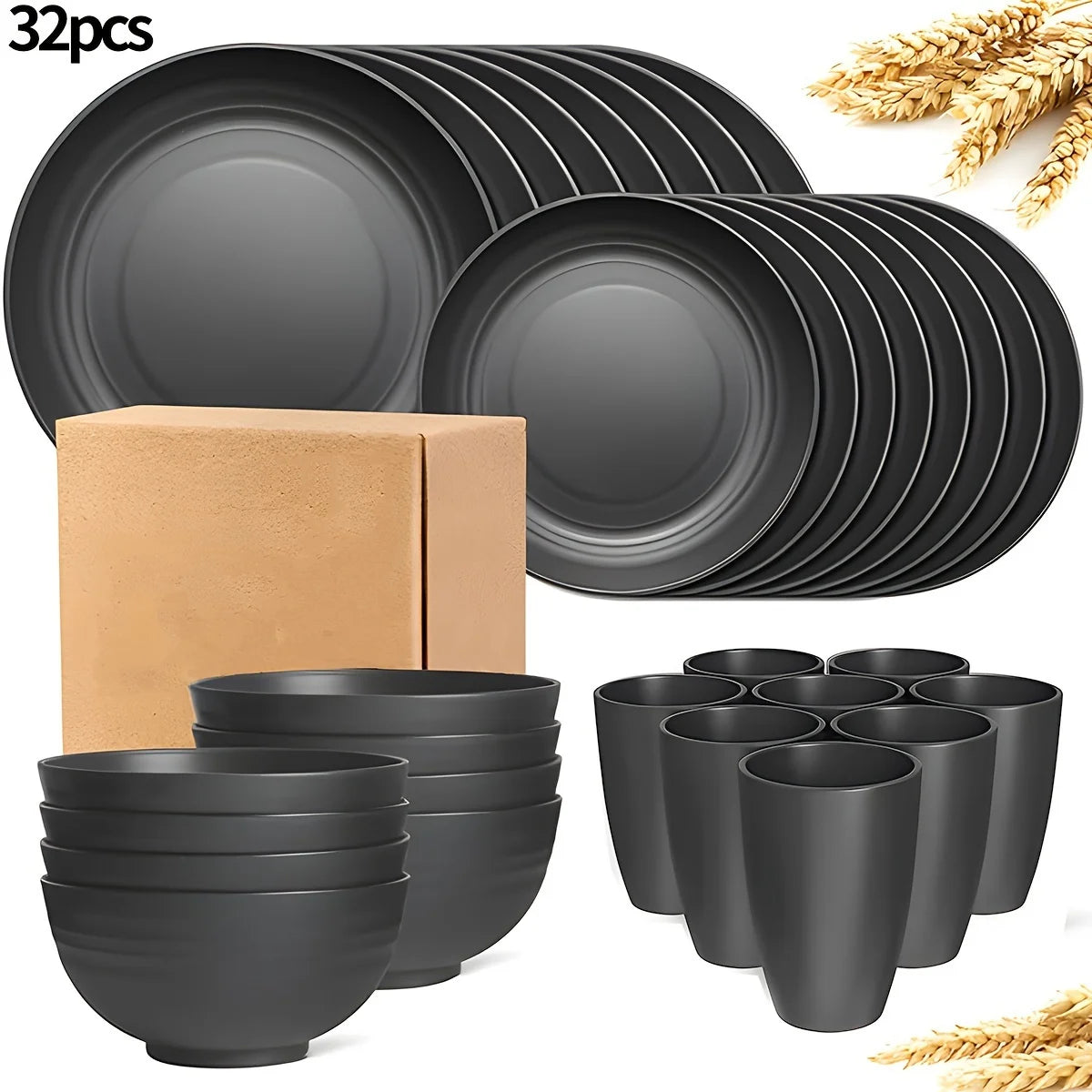 16/32pcs Tableware Set, Include Plates, Bowls Cups For Home Family Day Camping Picnic Party, Kitchen Supplies - 369 view