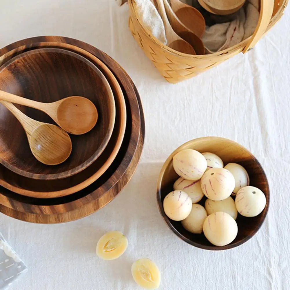 Good Grade Eco-Friendly Polishing Salad Bowl Japanese Practical Wooden Soup Bowl Kitchen Supplies - 369 view