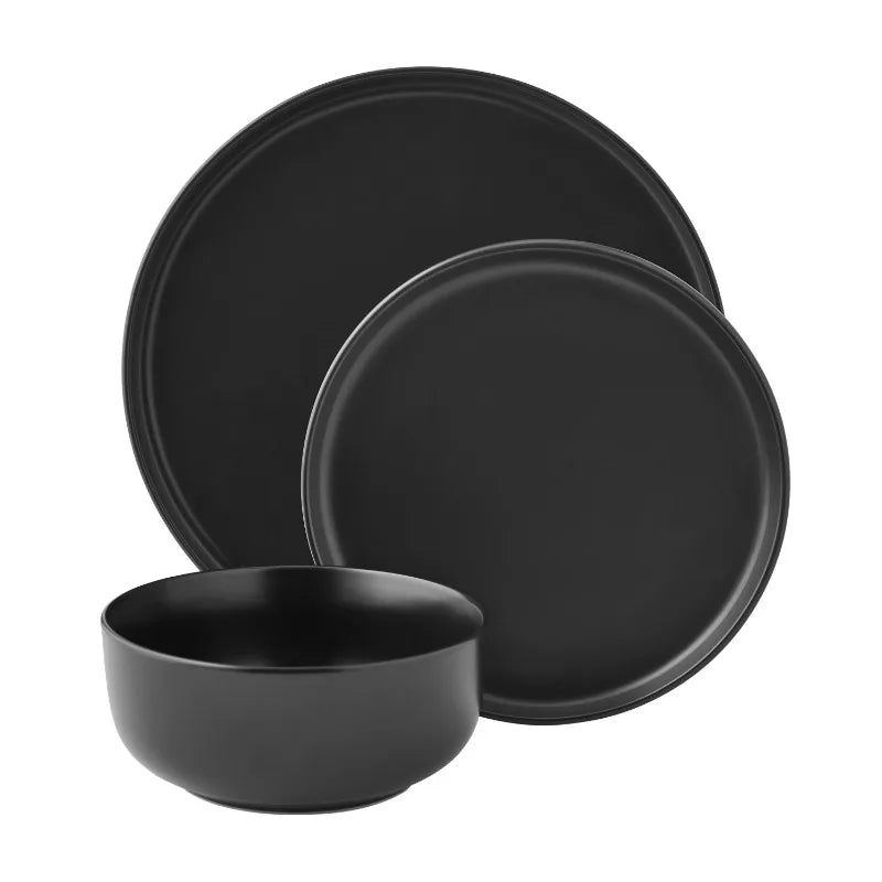 Juego de Vajilla de Gres Mate – 12 Piezas, Diseño Versátil y Minimalista
