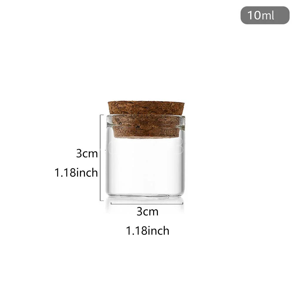 10ml/15ml/20ml/30ml/40ml/50ml/55ml/60ml/80ml/100ml  Cork Stopper Dragees Jars BottlesSmall Glass Test Tube with Cork 20 pieces - 369 view