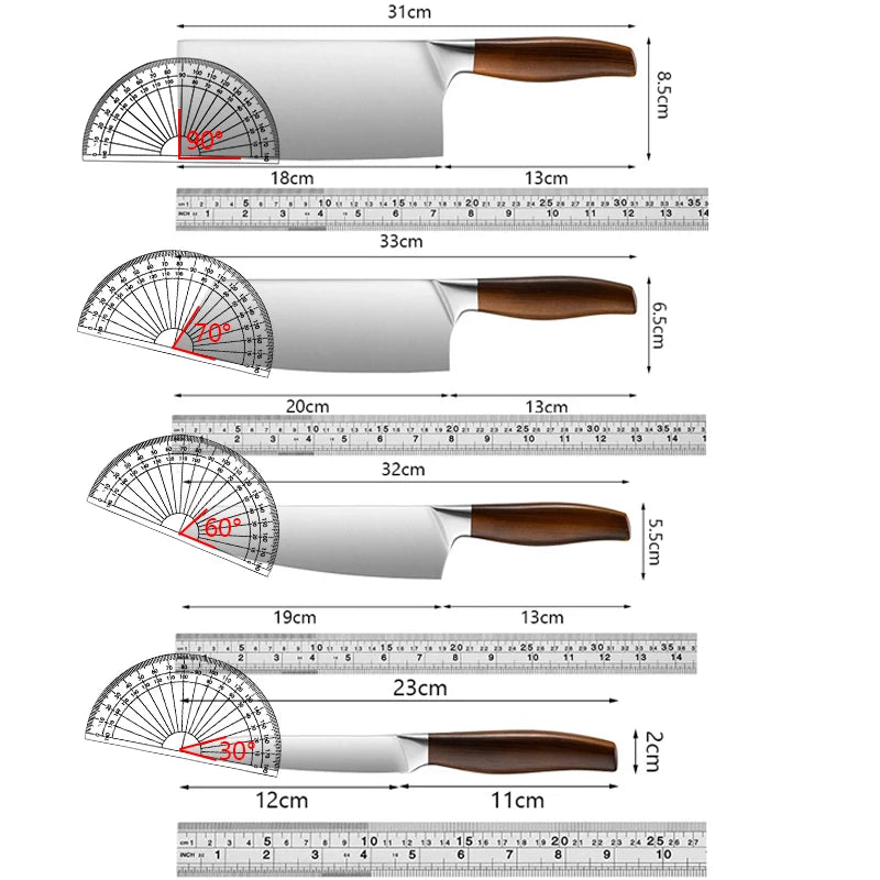 Juego de Cuchillos de Chef – Acero Inoxidable Japonés, Multiusos y Ergonómico - 369 view