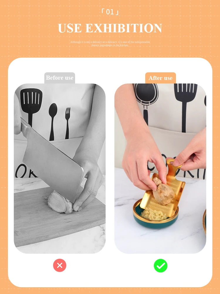 Triturador de Ajo y Jengibre de Acero Inoxidable – Herramienta de Cocina Multifuncional