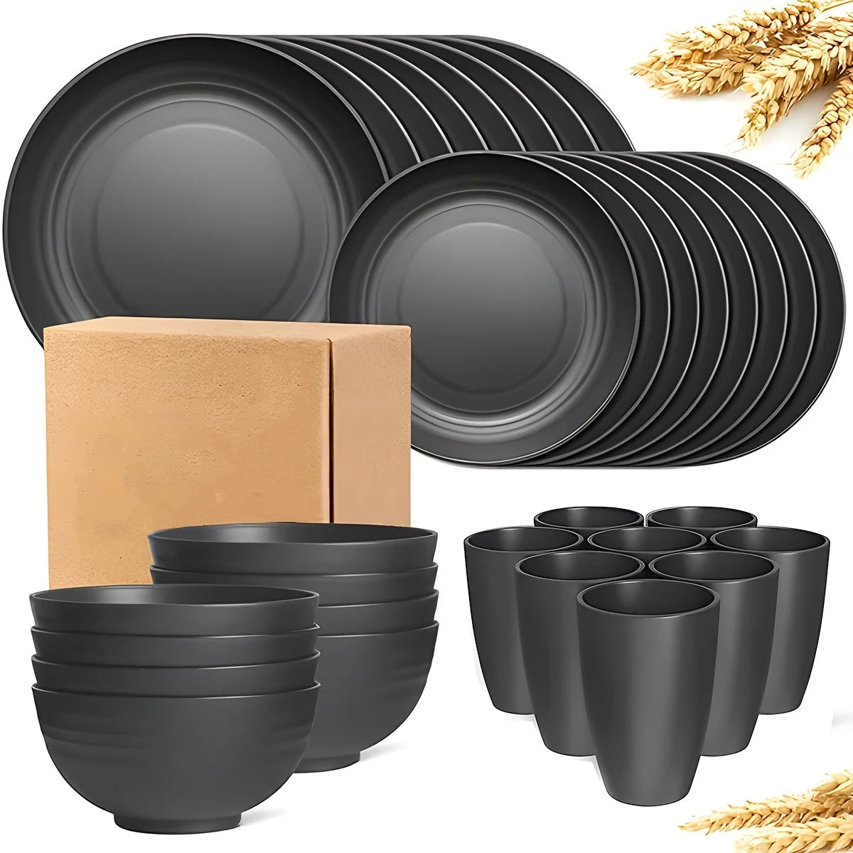 16/32pcs Tableware Set, Include Plates, Bowls Cups For Home Family Day Camping Picnic Party, Kitchen Supplies - 369 view