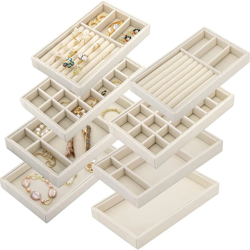 Bandeja de Terciopelo para Joyería – Organizador Apilable y Portátil
