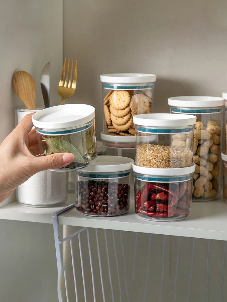 1/2/3PCS Food Container Storage Jars Transparent Food Canister For Mason Candy Spices Cookie Jar Sealed Ring Bottles Kitchen